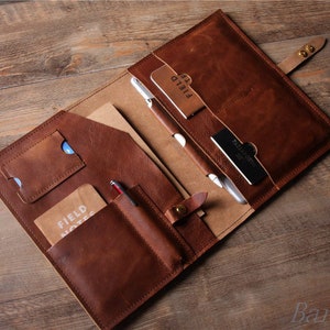 Leather Portfolio Organizer: Personalized Padfolio, Document Holder