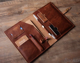 Leder Portfolio Organizer: Personalisierter Padfolio, Dokumentenhalter