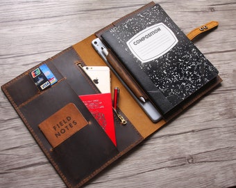 Personalized Leather Zipper Portfolio Case: A4 B5 Padfolio Men‘s Organizer Women’s Folder