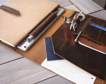 Handmade Leather iPad Sleeve: Portfolio Case for iPad Pro & Apple Pencil