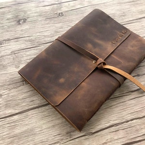Personalisiertes Ledergebundenes Notizbuch, Benutzerdefiniertes Großes Leder Skizzenbuch Notizbuch, A5 Liniertes Papier Journal Cover für Männer, Reisegeschenk
