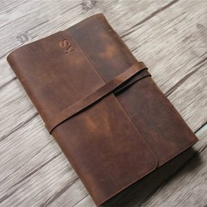 Personalized Leather Photo Album: Wedding Guest Book, Travel Scrapbook