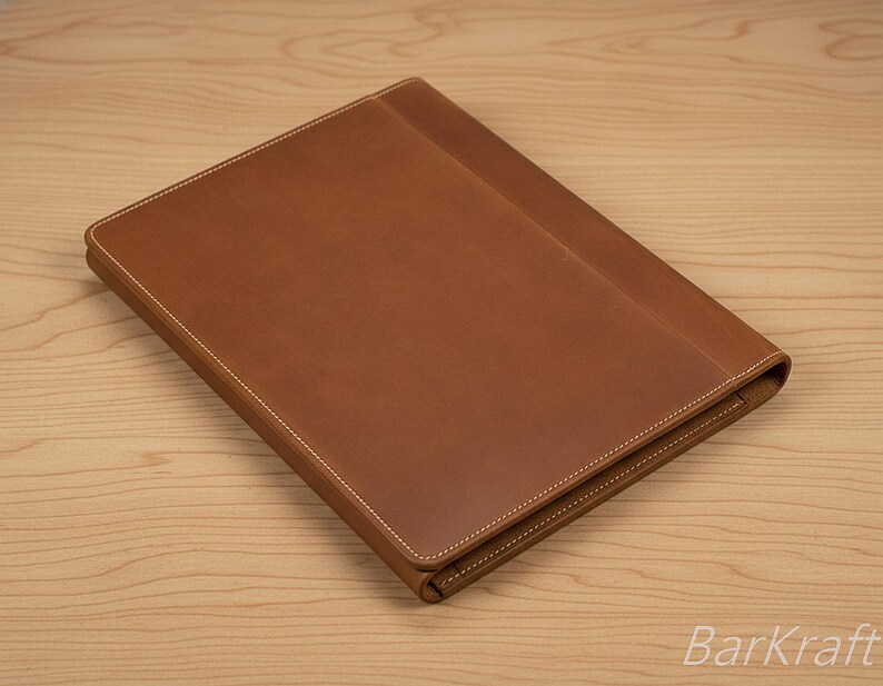 Personalized Leather Portfolio Case Binder 3 Rings Zippered Organizer Document Holder A4 Padfolio image 3