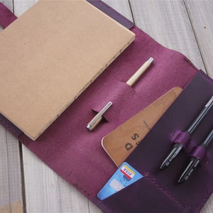 Purple Leather Journal Refillable, Personalized Notebook Cover ...