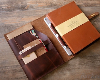 Leather Portfolio Organizer: Cowhide Padfolio, Notebook Cover