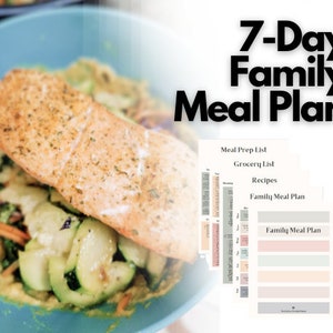 Plan de alimentación familiar de 7 días; Plan de alimentación fácil de seguir para padres ocupados; Sin gluten, Sin lácteos, Apto para niños