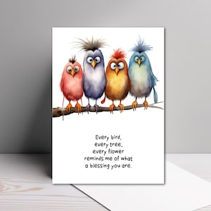 Christian Birthday Card: Bird Blessing, 5x7 Greeting Card