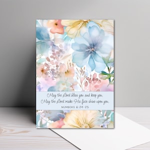Floral Christian Happy Birthday Card (5x7 folded)