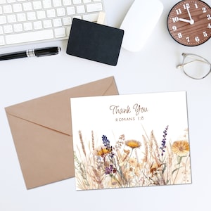 Floral Christian Thank You Cards: Scripture Note Cards