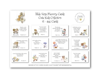 Kids Bible Verse Memory Cards, Christian Scripture (12-4x6 Cards)