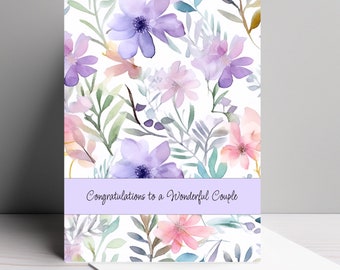 Floral Christian Wedding Card: Linen Card Stock