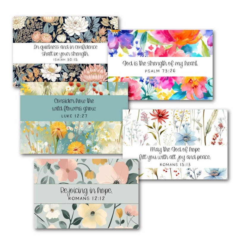 Floral Scripture Cards With Pine Stand: Christian Gift Set - Etsy