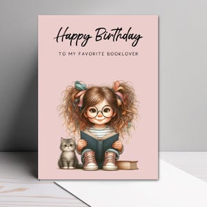 Book lover birthday card, birthday card for book lovers, birthday card for bookworms, bookworm birthday card, book lover birthday card