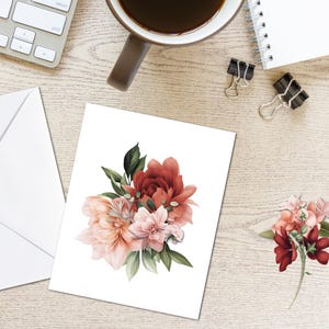Flower note card set, floral note cards, blank note cards, flower card set, flower stationery, botanical, watercolor flower card, FREE SHIP