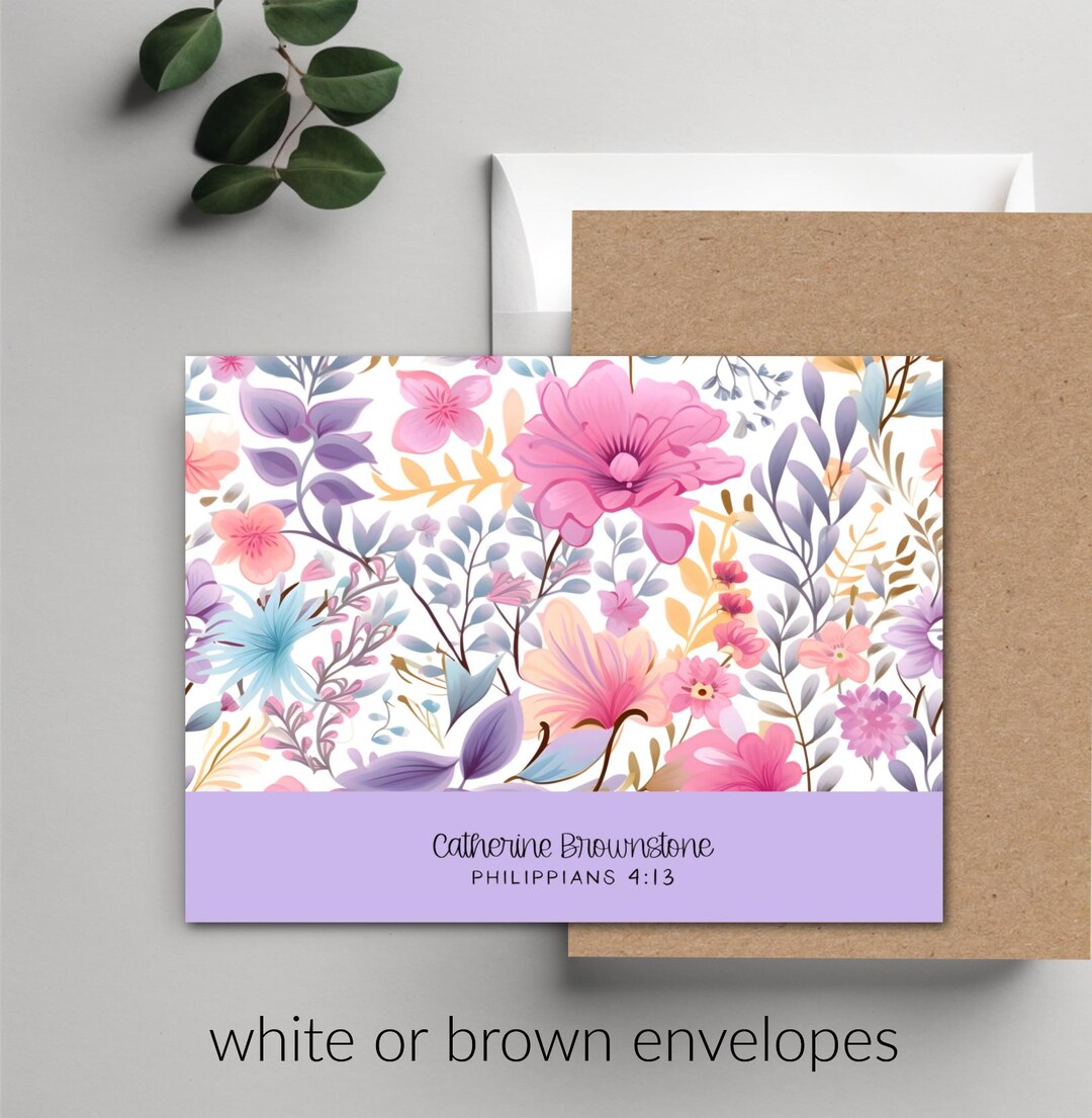 Floral Personalized Note Cards: Custom Stationery Set (A2) - Etsy