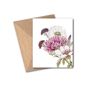 Flower note card set, floral note cards, blank note cards, flower card set, flower stationery, botanical, watercolor flower card, FREE SHIP