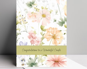 Floral Christian Wedding Card: Watercolor Greeting Card, "Annie Collection
