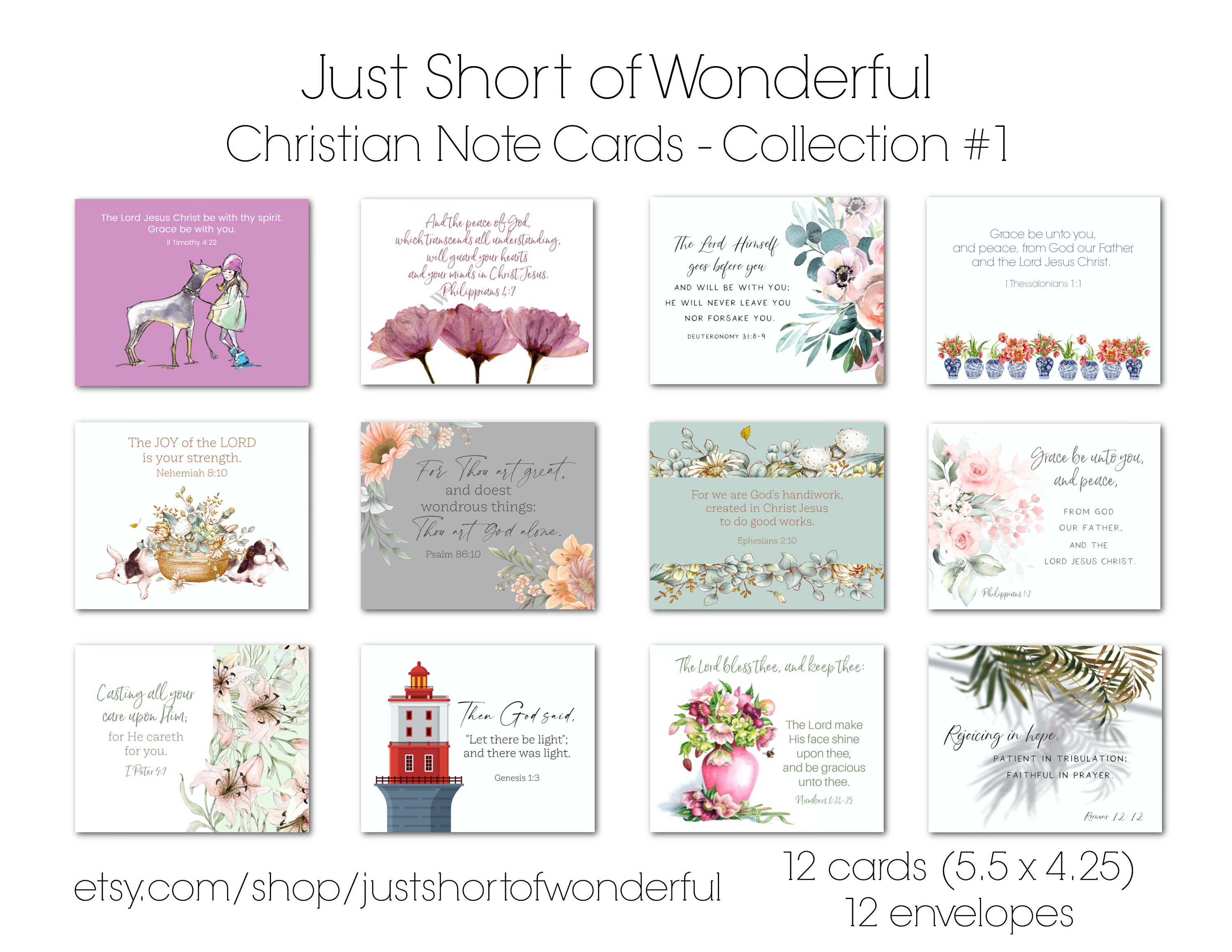 Christian note cards 12 boxed cards 12 Christian cards Etsy