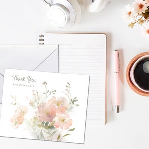 Floral Christian Thank You Cards: Pink Blush, Scripture Options (Set of 10)