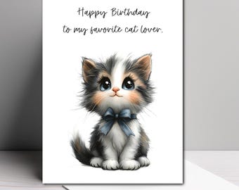 Kitten Birthday Card for Cat Lover