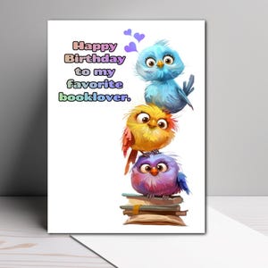 Book lover birthday card, birthday card for book lovers, birthday card for bookworms, bookworm birthday card, book lover birthday card