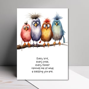 Fun Bird Birthday Card: Colorful Christian Blessing (5x7 Folded)