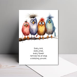 Fun Bird Christian Birthday Card: 5x7 Folded Card with Envelope