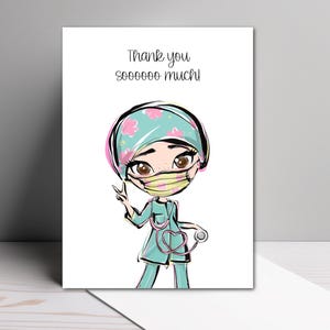 Thank you card for nurses, nurse thank you cards, nurse appreciation card, nurse thank you greeting card, medical thank you cards, thank you
