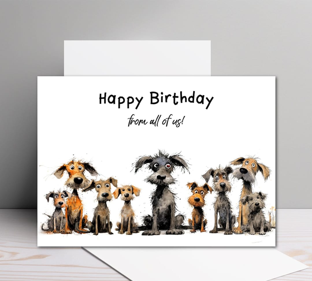 Funny Dog Birthday Card From All of Us - Etsy