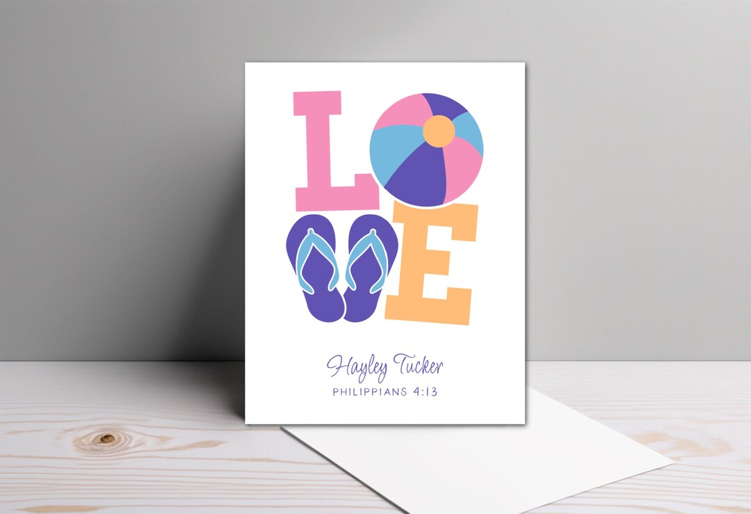 Beach Note Cards, 2 Beach Cards, Custom Stationery Girl, A2 Size ...