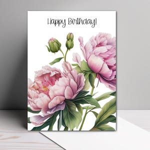 Christian Peonies Happy Birthday Card (5x7 folded)