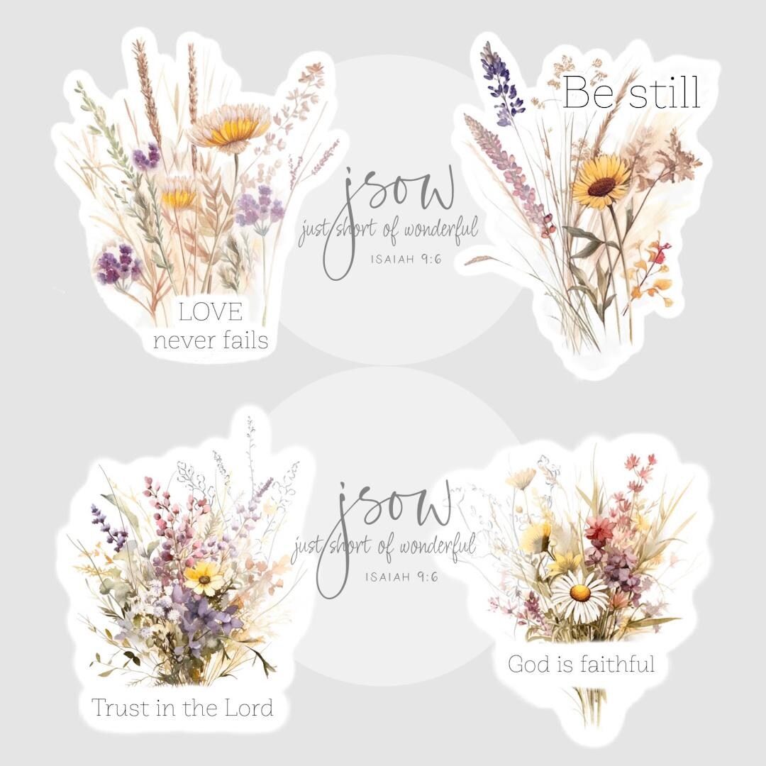 Floral Christian Sticker Pack: Bible Verse Vinyl Decals - Etsy