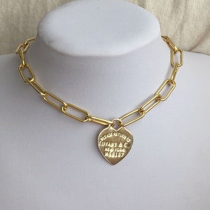 Gold Large Link Necklace Statement Thick Gold Necklace Gold Link Necklace Chunky Gold Necklace ...