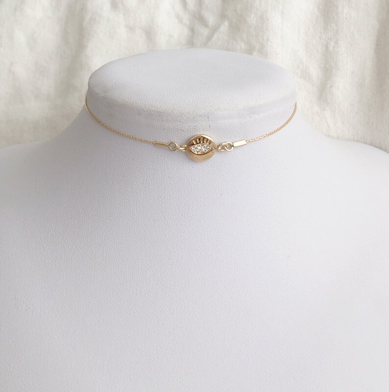 Delicate Gold Necklace Tiny Gold Sun Neckline Necklace Etsy