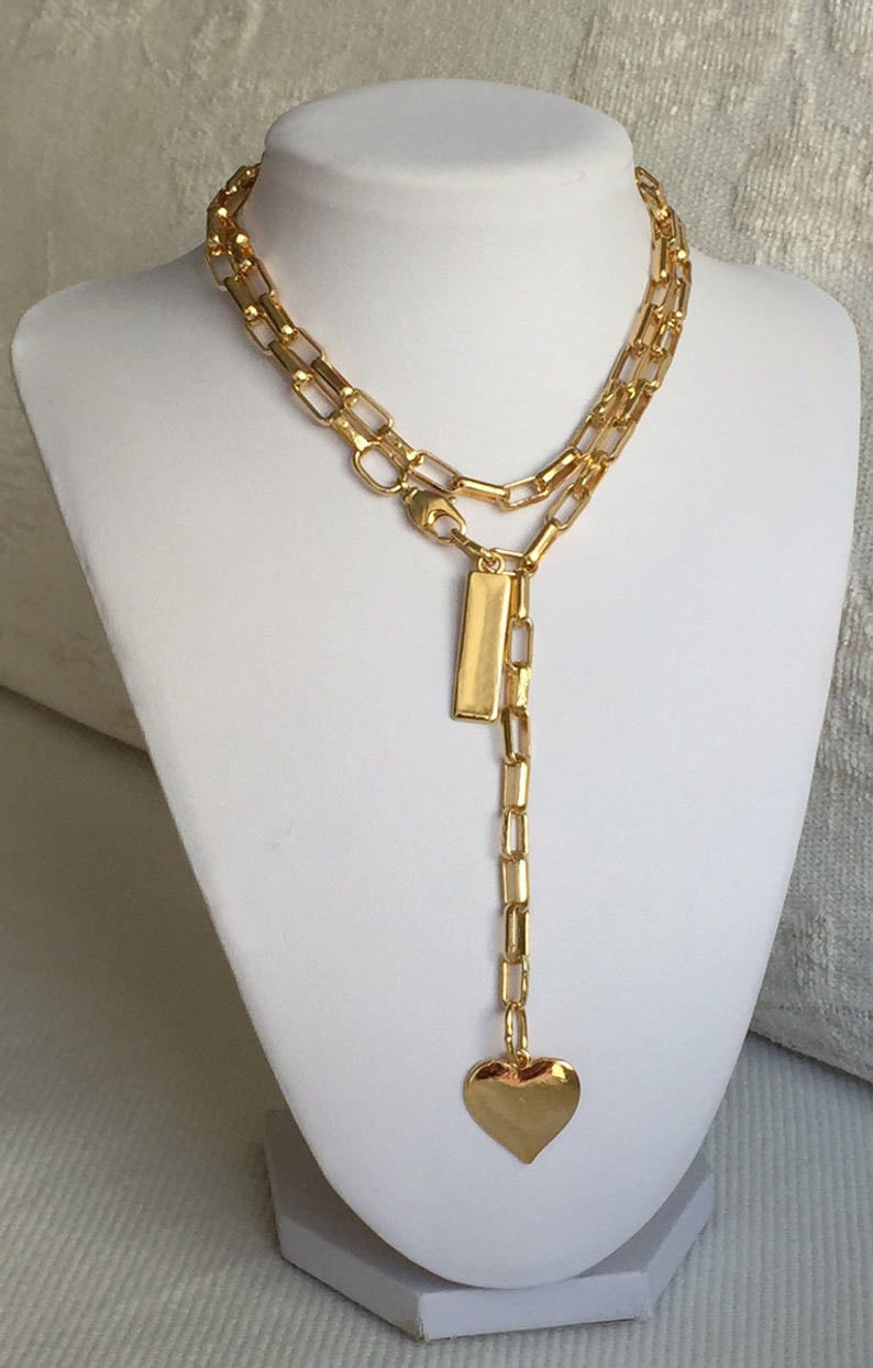 Gold large link necklace statement thick gold necklace Gold Etsy
