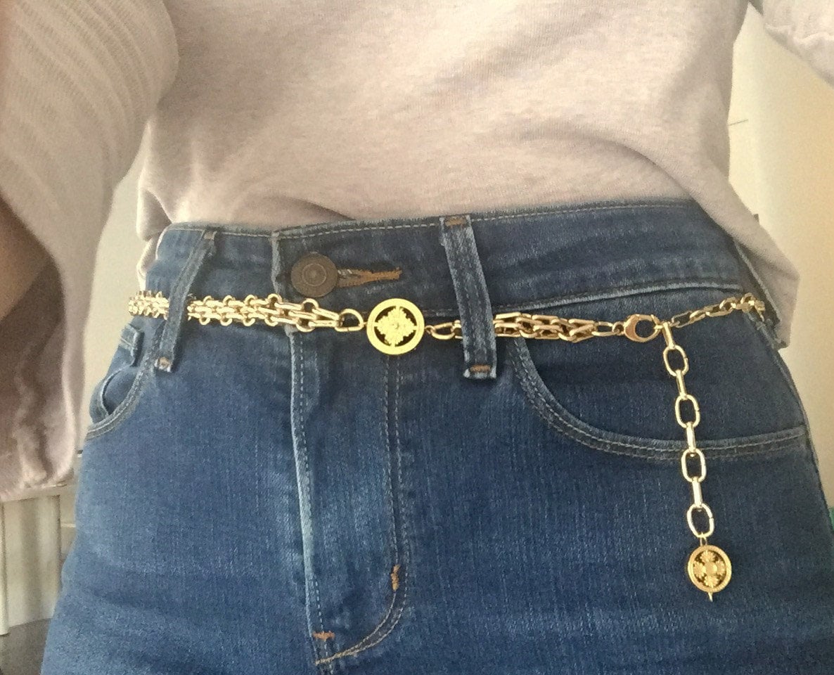 CHANEL Crystal City of Lights Letter Gold Tone Waist Chain Belt