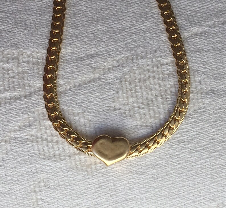 Gold heart Choker Wide Gold Choker chunky gold statement Etsy