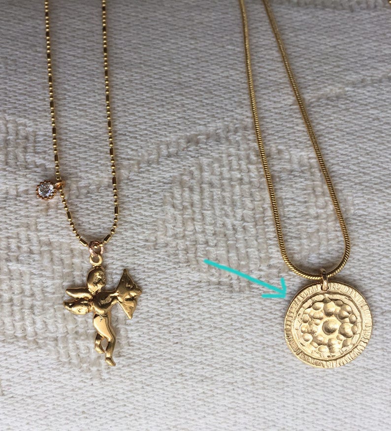 Gold coin necklace Gold hammered necklace 14k gold medallion necklace gold coin pendant Greek coin necklace gold sun pendant necklace flower image 7