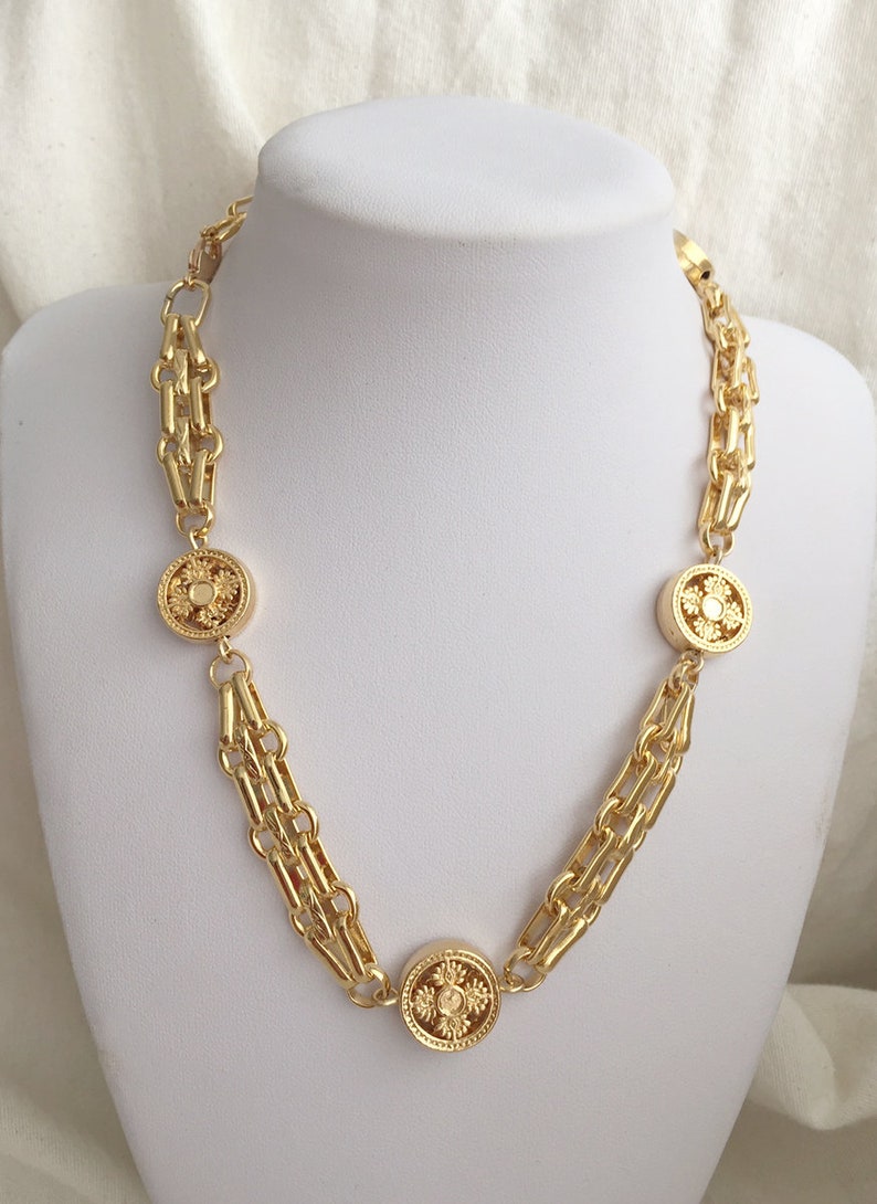 Gold Choker Wide Gold Necklace Statement Gold Choker Gold Link - Etsy