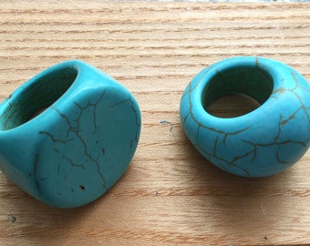 Groot formaat Turquoise ring, Turquoise brede band ring, Statement ring, Turquoise sieraden, Stone Boho ring Statement stenen ring brede band ring