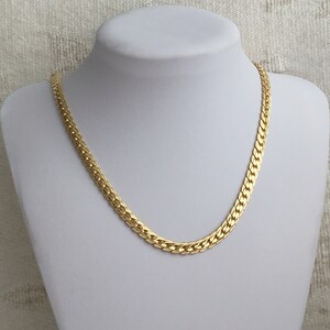 Wide Flat Gold Necklace Flat Gold Necklace Gold Herringbone Necklace ...