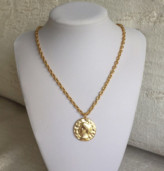 Mens gold on sale coin necklace
