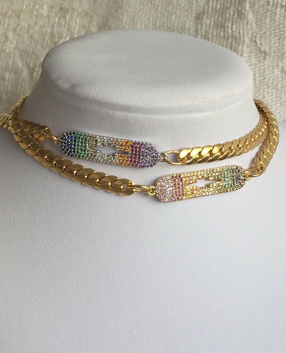 Gold Tag Necklace Iced Out Necklace 