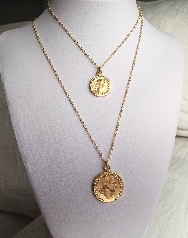 Gold Coin Necklace Greece Gold Coin Necklace Gold Coin - Etsy