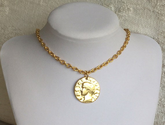 Gold Coin Necklace Gold Greece Coin 