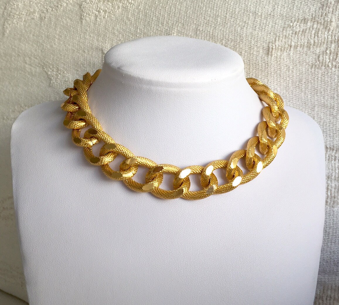 80s Gold Necklace - Etsy
