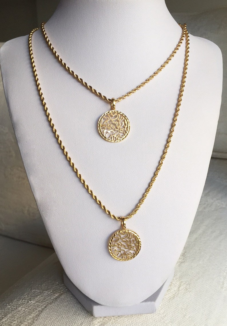 Gold Coin Necklace Shema Israel Pendant Necklace Shema Israel - Etsy