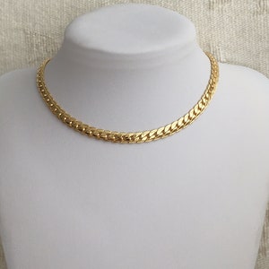 Wide Flat Gold Necklace Flat Gold Necklace Gold Herringbone Necklace ...