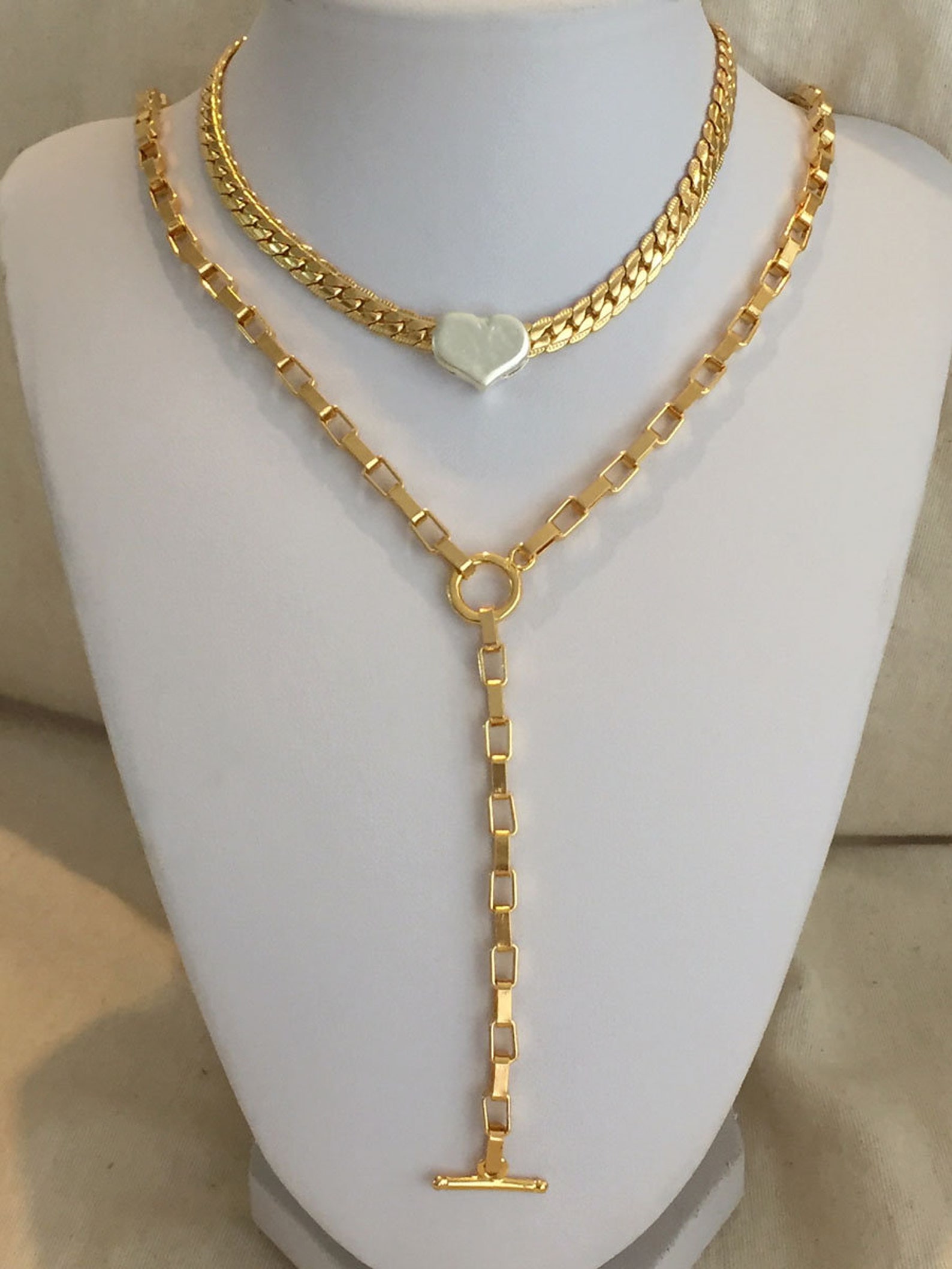 Gold Lariat Y Necklace Unisex Necklace Gold Y Necklace Link Etsy