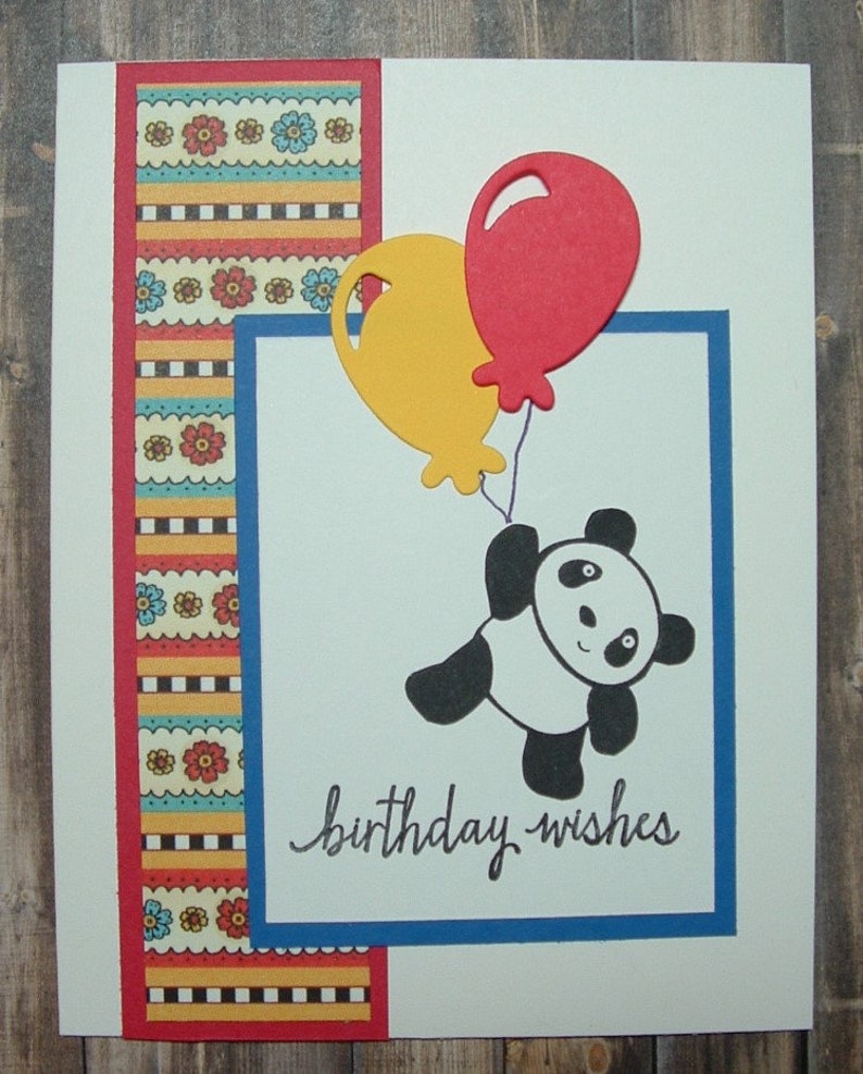 Panda Birthday card handmade image 1